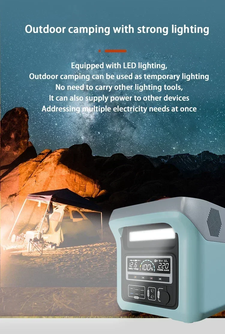 1500W-2000W 220V 70Ah-170Ah Camping Portable Power Station18650 Li-ion Battery Outdoor Power Supply Solar Generator For Home