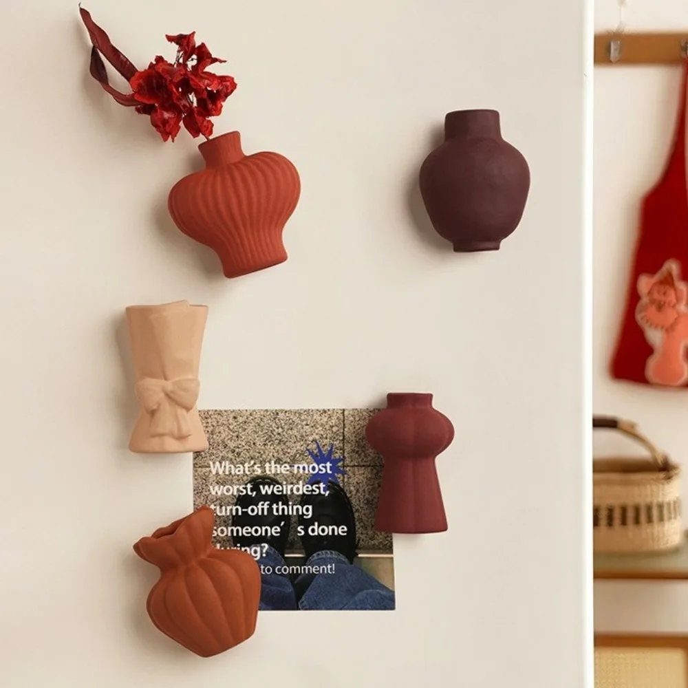 

Handmade Ceramic Vases Refrigerator Stickers Stylish Exquisite Magnetic Sticker Decorative Mini Refrigerator Sticker Kitchen