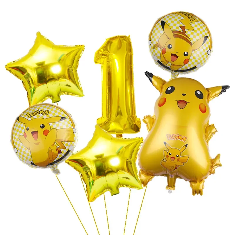 6 Pcs Pokemon Party Balloons Pikachu Squirtle Balloon Kids Birthday Party Decoration Supplies Baby Shower Decor Helium Globos