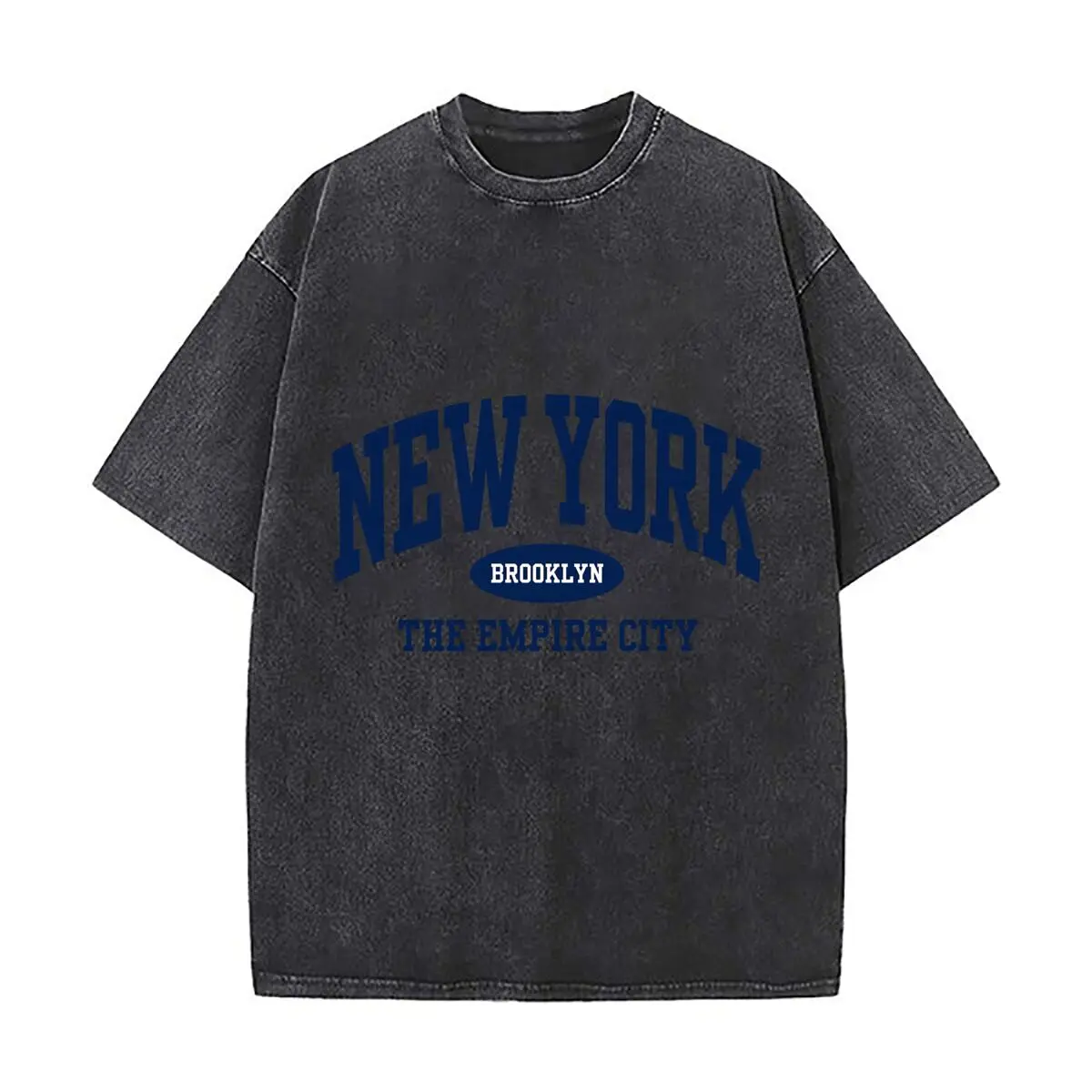 New York Brooklyn The Empire City Typography Graphic Vintage Distressed Loose Streetwear Tops