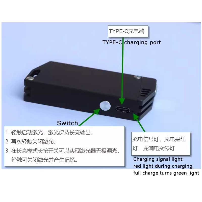 Imagem -03 - Tipo-c Carregamento Ponteiro Laser Mini Indicador Dot Light Amarelo 589nm 591t10 591t-10