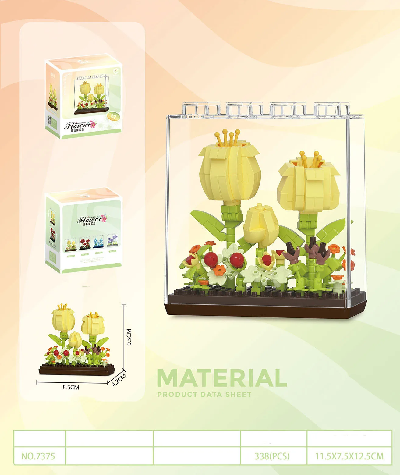 Idea Flower World Secret Box Micro Diamond Block Tulip Rose Hyacinth Peony Nanobricks 3D Wall Building Brick Toys For Girls Gift