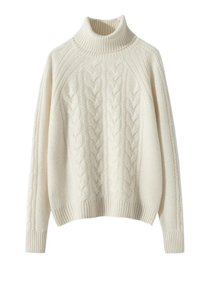 

Осенне-зимний женский кашемировый свитер с воротником-стойкой и узором «косичка», 100% кашемир, толстый, теплый, мягкий, базовый трикотажный топ