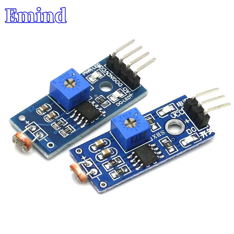 3/5Pcs 3/4-Pin Photosensitive Sensor Module Light Brightness dDetection Photoresistor Module Smart Car Light-Seeking Module