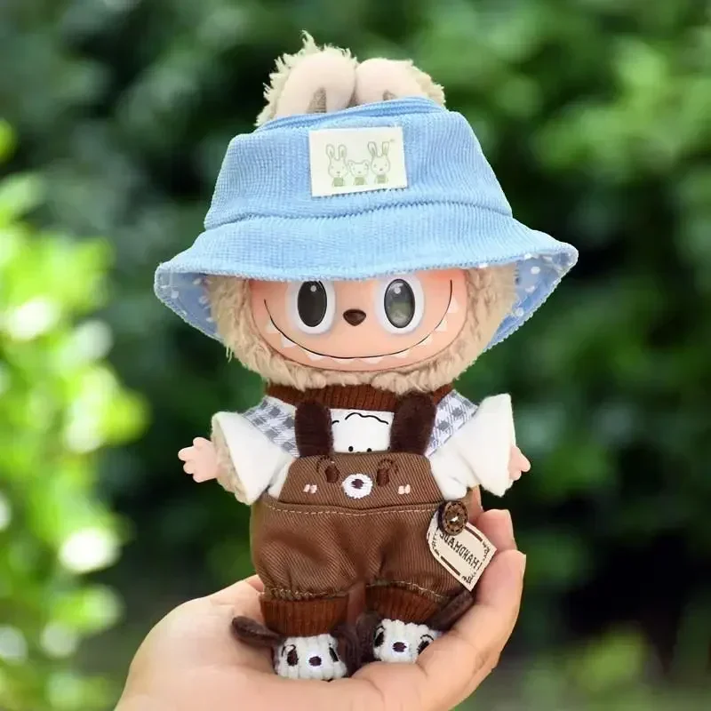 Mini Doll's Clothes No Doll Brown Bear Overalls Kindergarten Clothes Set Outfit for Labubu 17cm Dolls Clothes Dolls Accessories