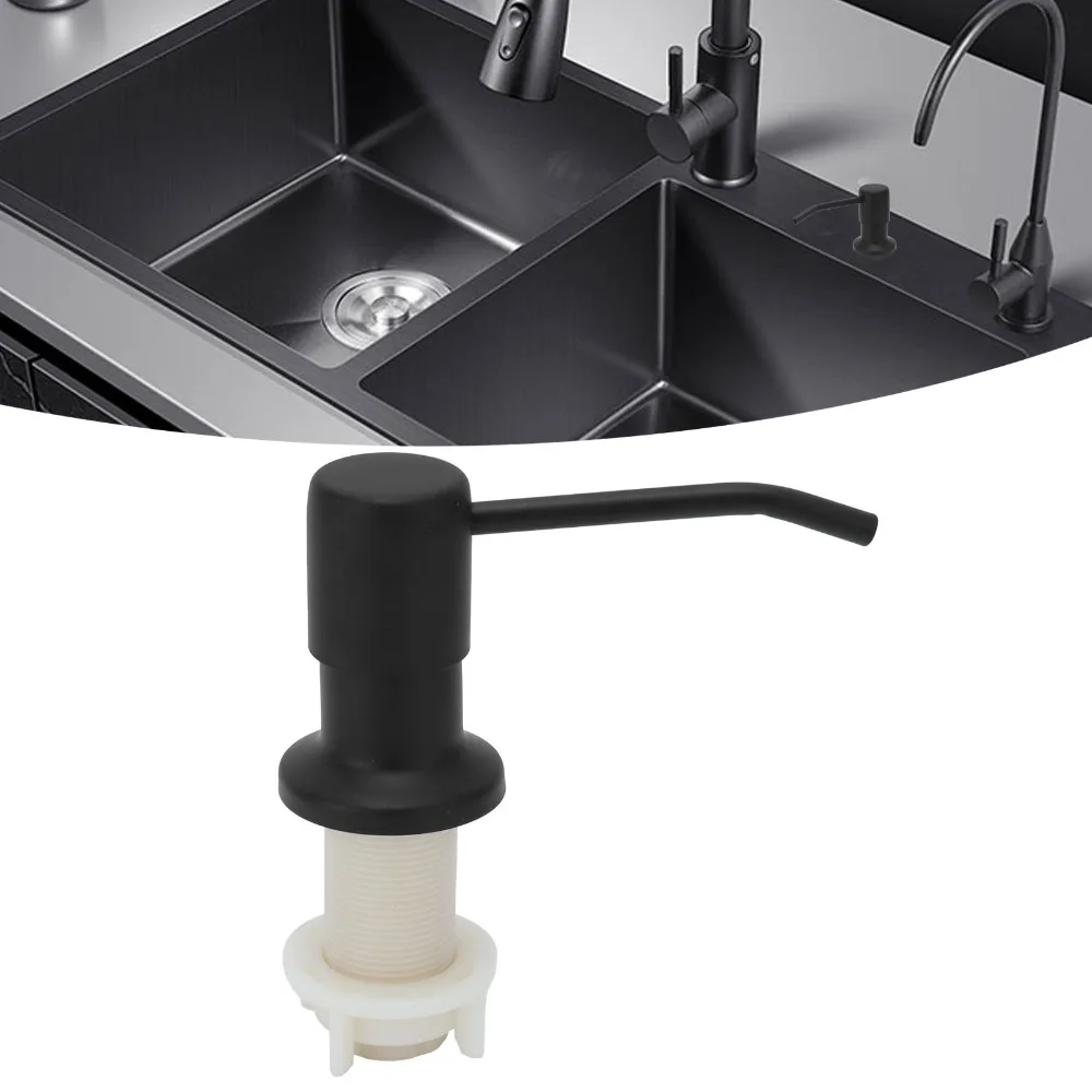 Stainless Steel Soap Dispenser Pump 3.94ft Extension Tube Matte Black Sink Soap Dispenser Built In Pump Head
