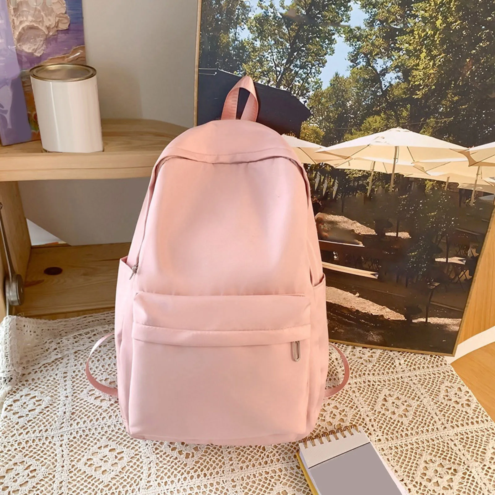 

Waterproof Teenage Bookbag Nylon Rucksack Fashion Girl Backpack Women Shoulder Bag High School Schoolbag Black Pink