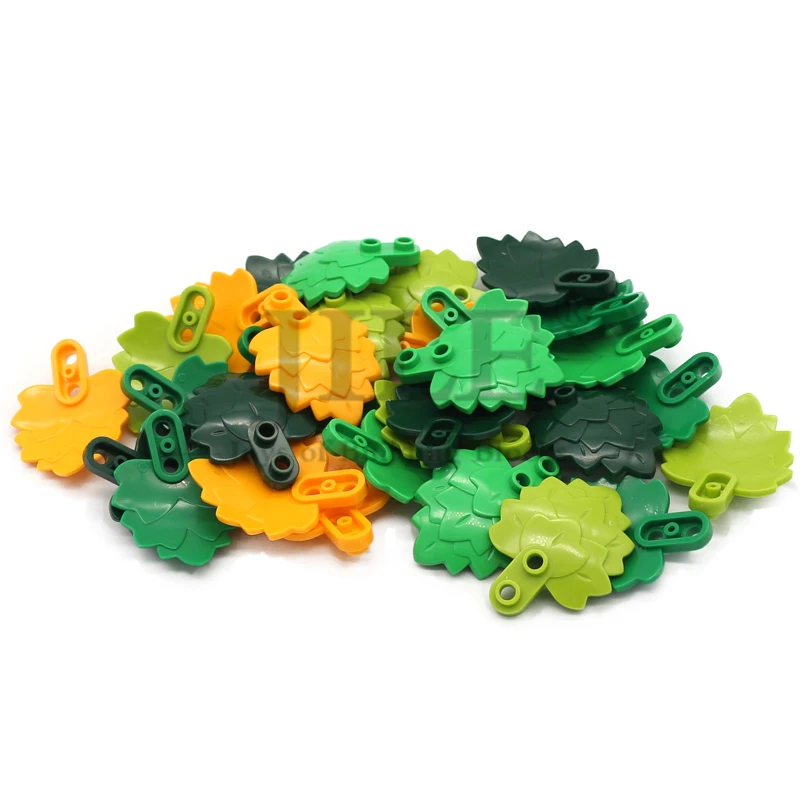 20pcs Plant Plate Round 1x2 with Layered Leaf Enlighten Building Block Brick 5058 Compatible Tree Garden Forest Assembles Toys