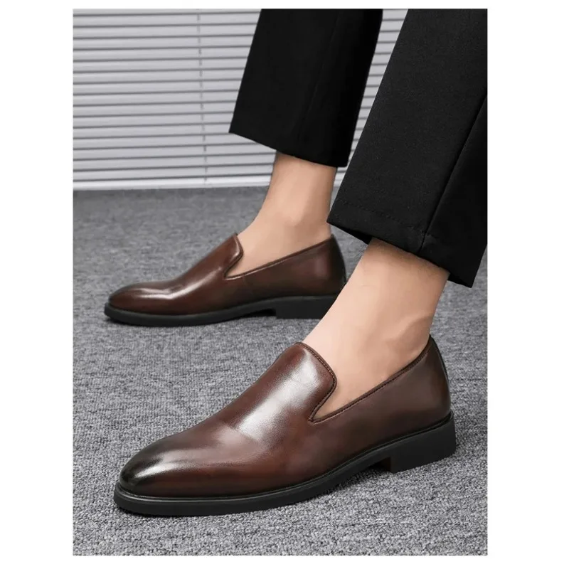 

British Business Formal Dress Shoes Men's Loafers Big Size 48 Men Classics Red Sole Leather Italian Brand Casual Shoe