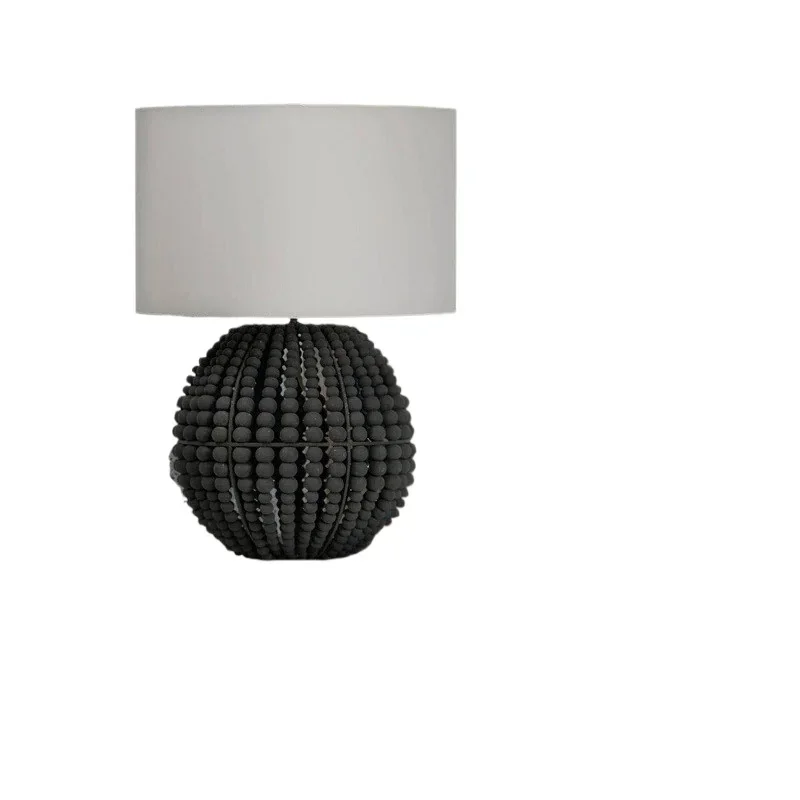 Antique Madeira Bead Table Lamp, Bedroom Bedside Lamp, Estudo e Sala de estar, Side Table Display Lâmpadas