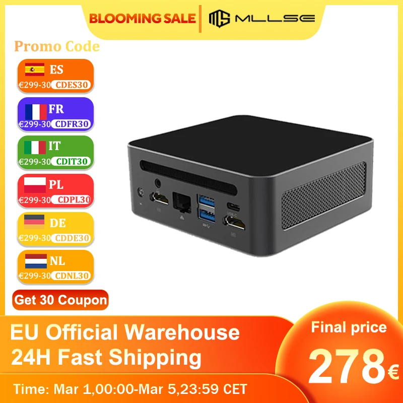 Mini PC G5 avec Windows 11 Pro, Intel i5 1340P, 12e DDR4, 16 Go de RAM, 512 Go, Dean, WiFi, 6 BT, Ordinateur de bureau, Travail