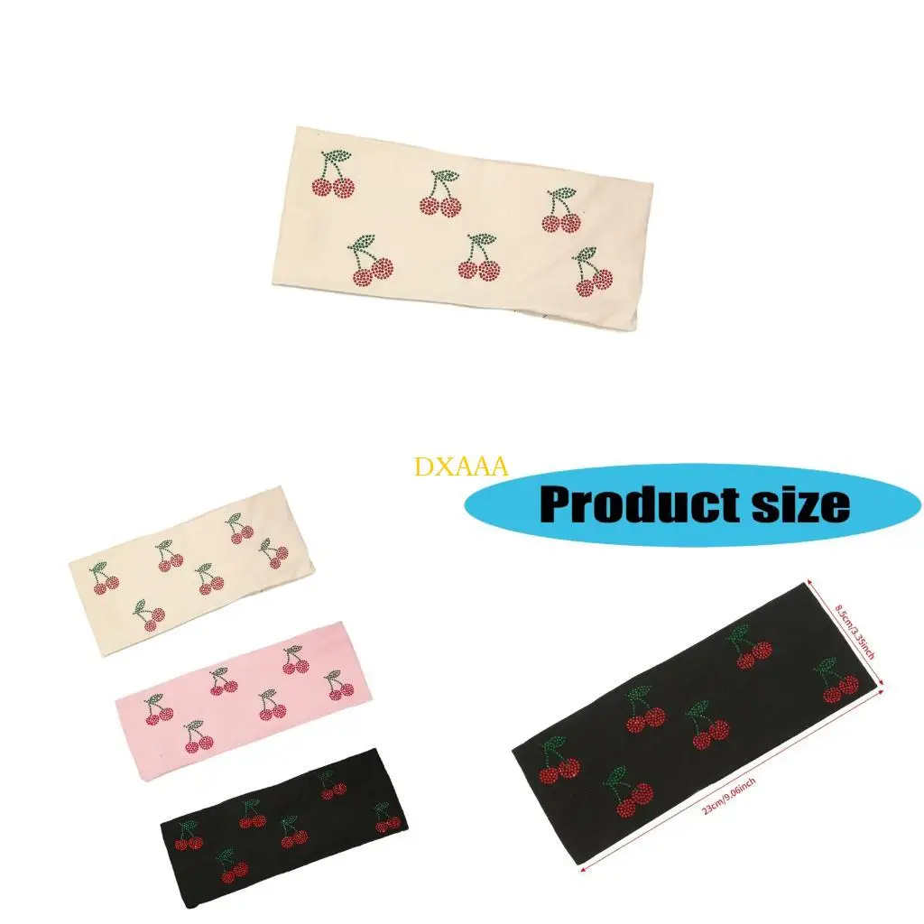 

DXAA Sweat Absorbent Sport Hairband with Rhinestones Cherry Decors for Women Hair Styling Accessories Exercise Hairwrap