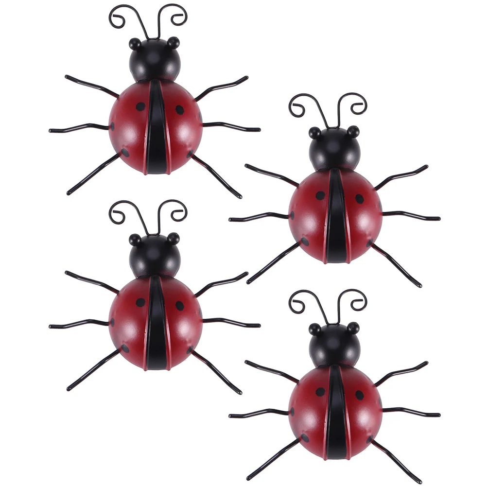 

4 шт., божья коровка, настенный декор в виде божьей коровки, прочный железный декор от насекомых для двора, двора, крыльца, жесть