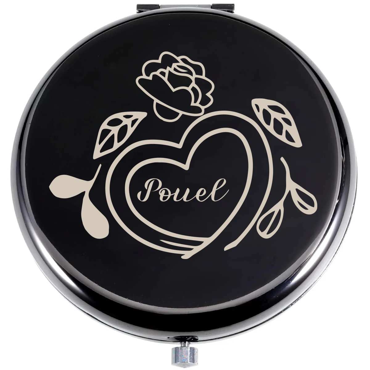1 قطعة الحب الإبداعي مع زهرة اسم مخصص أضعاف مرآة جيب مرآة مع اسم مرآة لوضع مساحيق التجميل هدايا حفلات الزفاف #6