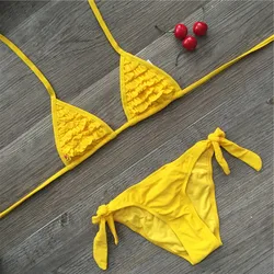 4 farbe Marke 2023 Sommer Mädchen Bademode Soild Baby Kinder Bademode Biquini Infantil Badeanzüge Falbala Bikini Mädchen Für 6-14years