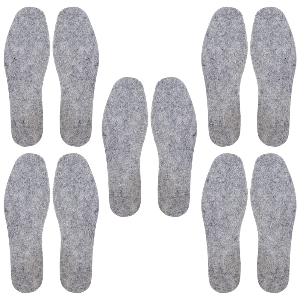 

5 Pairs Wool Felt Insole Warm Shoe Insoles Comfortable Boot Women Inserts Cushions