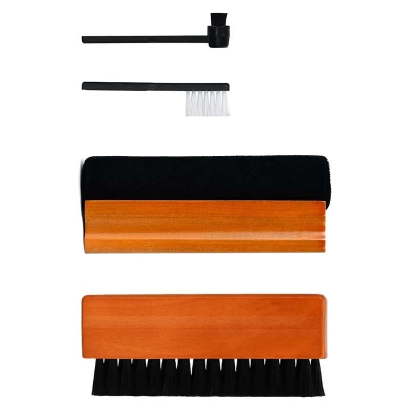 Professional Turntable Record Cleaner Brush, Soft Velvet, AntiStatic, Wood Grip Dust Remover Cleaning Liquid,Dust