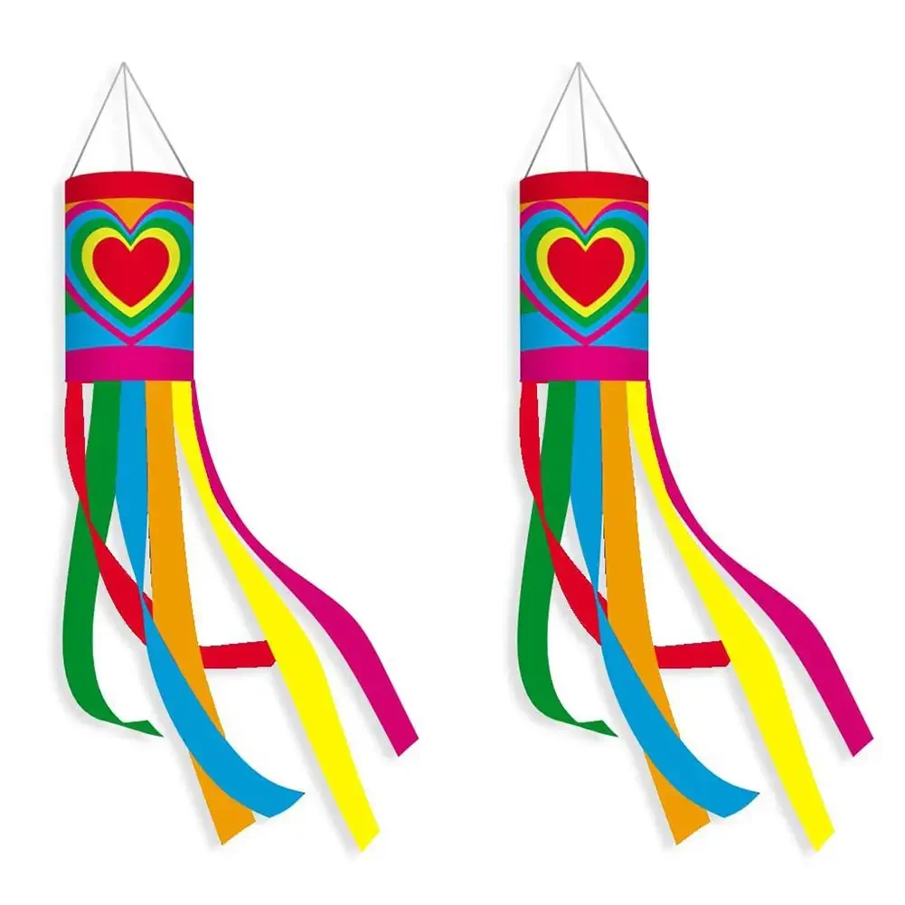 Outdoor wind direction bag flags 2pcs For rainbow color polyester wind socks for garden and For Festival celebrations