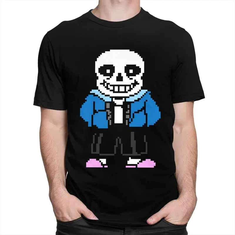Custom Hot Game Undertale Sans T Shirt for Men Pure Cotton Tshirt Fashion Tees T-shirt Slim Fit Clothing
