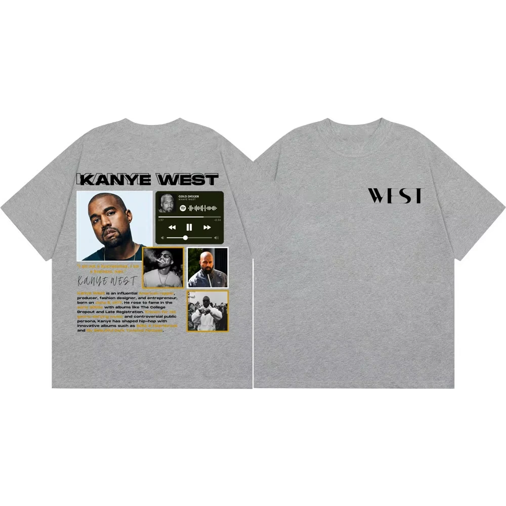 2026 Summer Hot Sale Rapper Kanye West Graphic T Shirts Unisex Fashion Trend Hip Hop T-shirt Y2K Gothic Cotton Oversized T-shirt