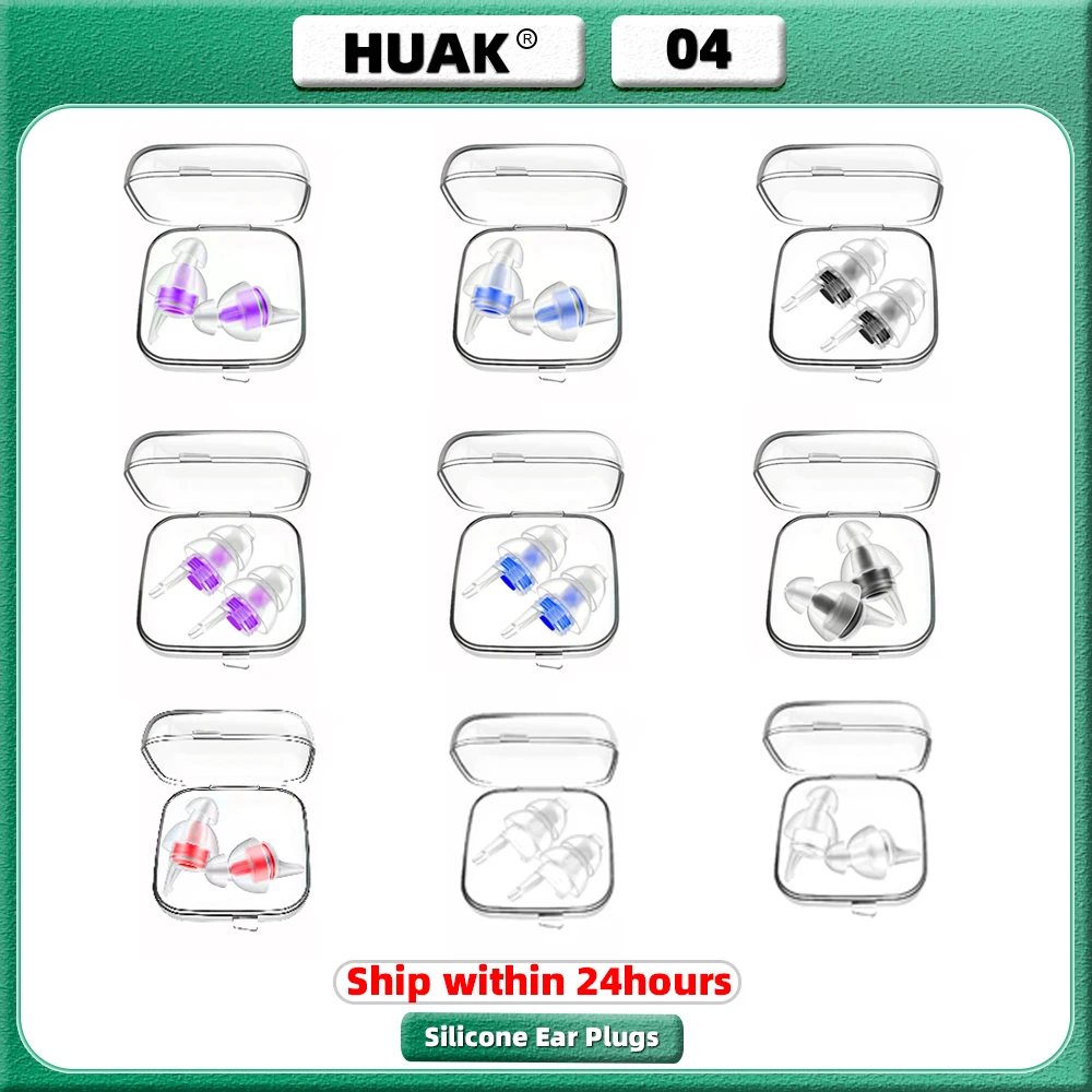 HUAK High Fidelity Concert Ear Plugs with Box, Reusable Earplugs, 24dB Noise Reduction Music Ear Plugs for Concerts, Musicians