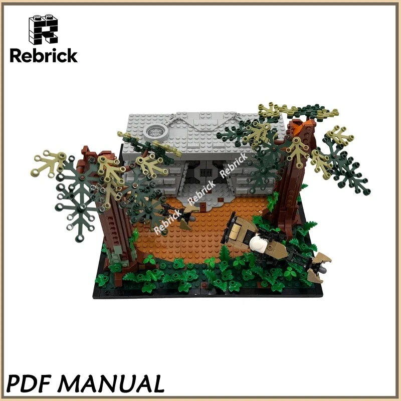 

Forest Bunker Complex & Speeder Bike Chase MOC Construction Bricks, 75375 75353 Green Base Alternate Build For Display
