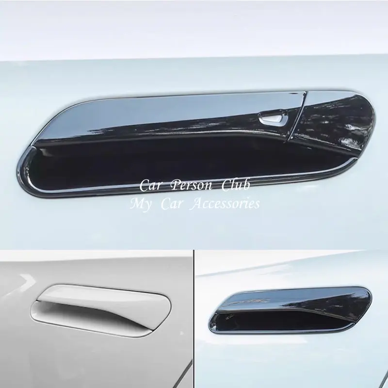 ABS Carbon Rear Door Handle Bowl Holder Frame Cover Trims Car Accessories For Volkswagen VW ID.4 ID4 2020-2023