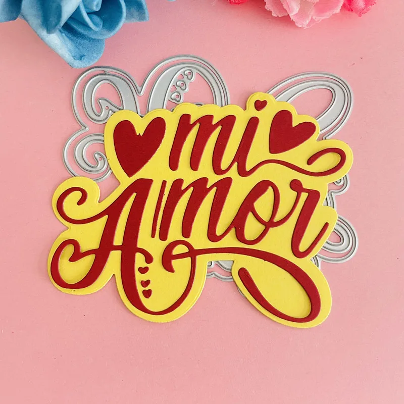 new spanish word mi amor background Metal Cutting Dies DIY Scrapbook Paper Cards Embossing Craft Die Cut handmade craft