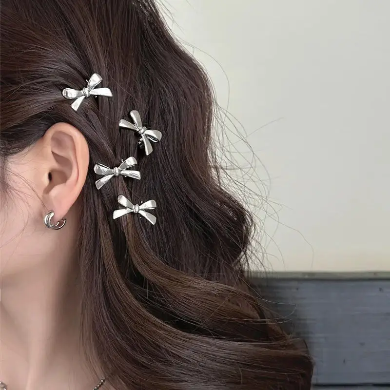 

6 Pieces of Women's New Golden Bow Mini Hairpins Sweet and Cool Girl Bangs Hairpins and Hair Accessories