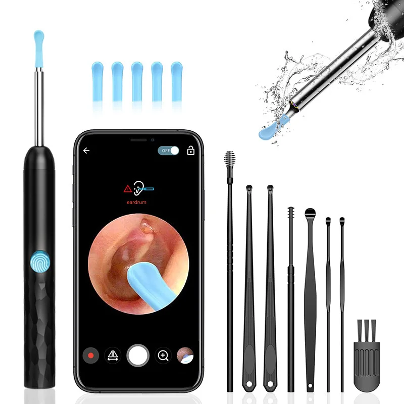 8 PCS Ear Wax Removal Kit with 1080P Camera Visual Ear Cleaner Safe Endoscope Tool for Adults Kids, Home Ear Care Otoscope Valen