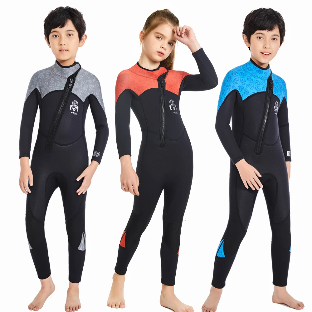 Youth Thick Thermal Swimsuit for Kids, Neoprene Wetsuit, Surfing Scuba Diving Suit, Underwater Freediving, Wet Suits for Boys