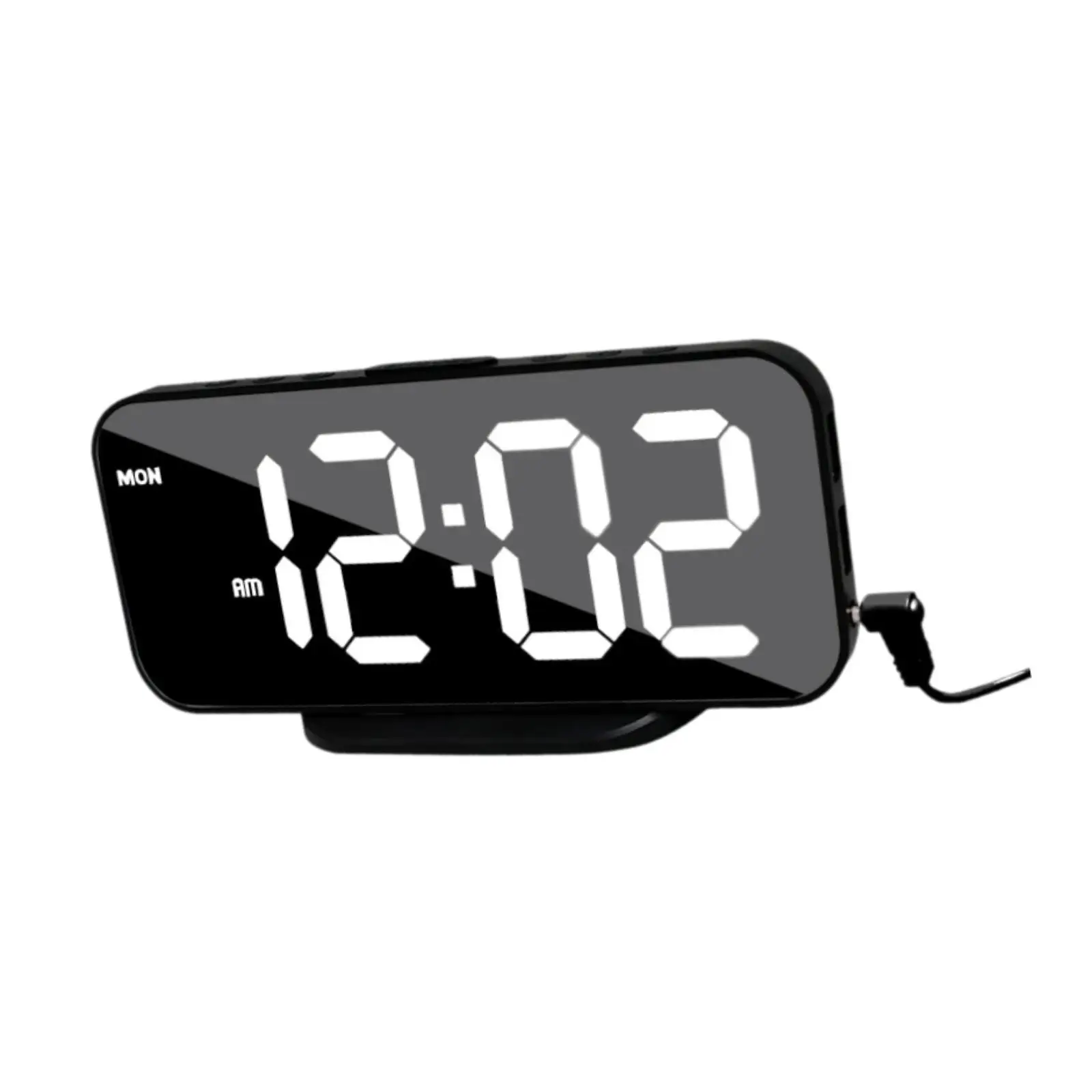 Digital Alarm Clock Bedside Clock Decoration Multifunctional 16.8x4.5x8.5cm 3 Levels Brightness for Home Office Stylish