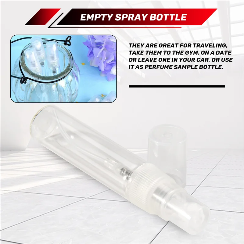 

A76K 25Pcs Mini 5Ml Glass Refillable Travel Perfume Empty Bottle Atomizer Pump Spray