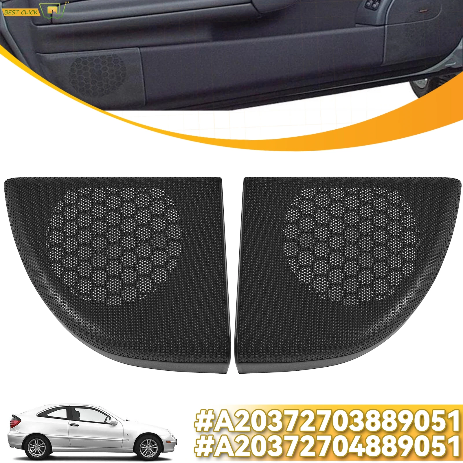

Side Door Speaker Cover Trim 2037270388 For Mercedes Benz W203 CLC Coupe 2Dr Horns Cover