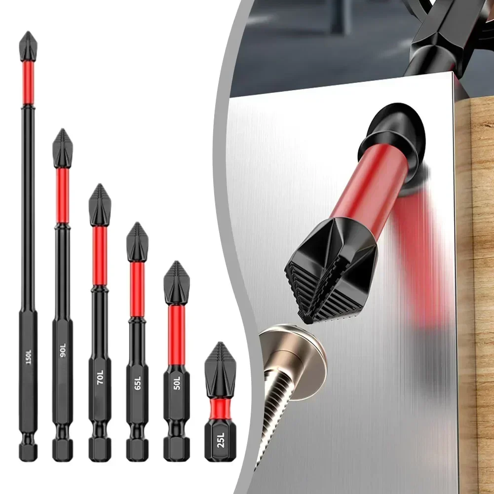 1pc 25-150mm Non-Slip Magnetic For Cross Screwdriver PH2 Magnetic Batch Head For Cross Screwdriver High Hardness For Impact Bits