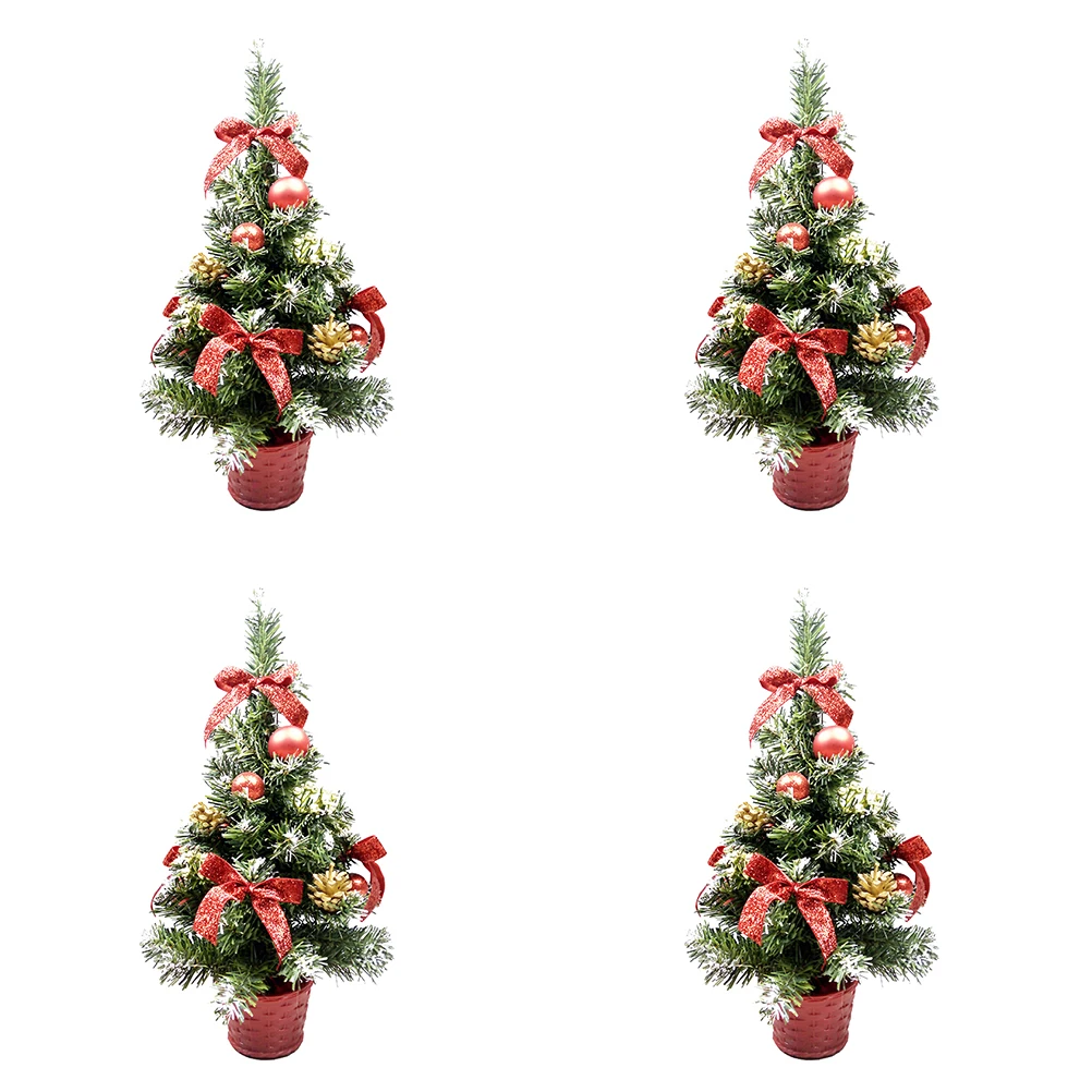 

4Pcs Mini Christmas Tree Decorations Adorable PVC Xmas Ornament for Home Party Table Showcase Lifelike Artificial Desktop