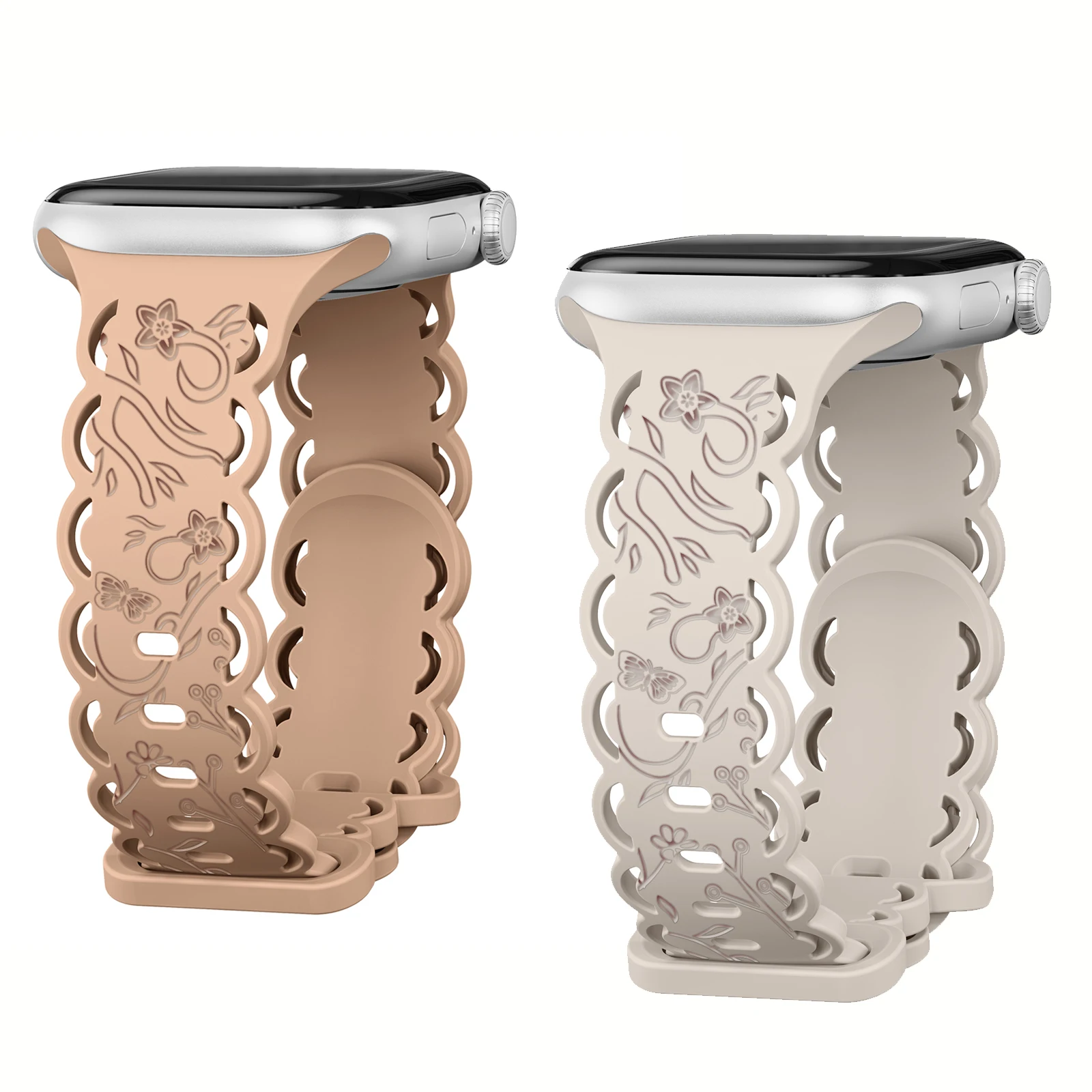 For Apple Watch Bands 46mm 45mm 44mm 40mm 42mm Bracelet Correa iwatch Series 11 10 9 8 SE Ultra 3 Hollow Engraved Silicone Strap