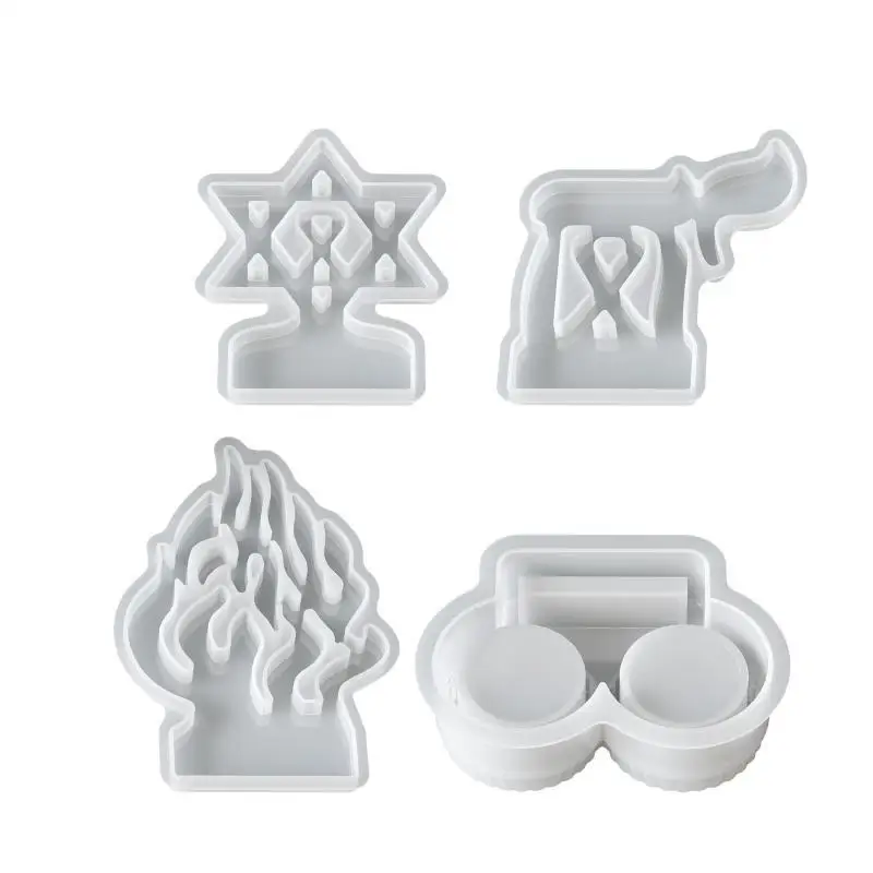 1 Set Silikon-Kerzenhalter-Form mit Feuerornament-Form, Silikon-Teelichtform für Gips-, Beton- und Harzguss – Detail 5