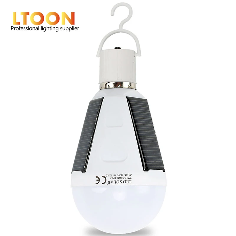 [LTOON]Rechargeable Led Bulb E27 LED Solar Lamp 7W 12W 85V-265V Outdoor Emergency Solar PoweredBulb Camping Hiking Fishing Light