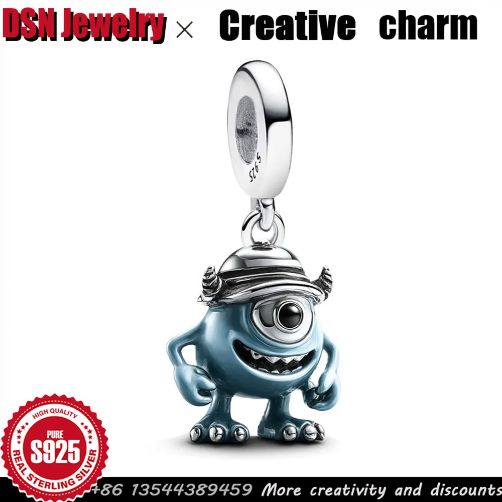 

Настраиваемый кулон из стерлингового серебра 925 пробы, подвеска Mike Wazowski de Disney Pixar, оригинальные гравированные бусины «сделай сам», ювелирные аксессуары