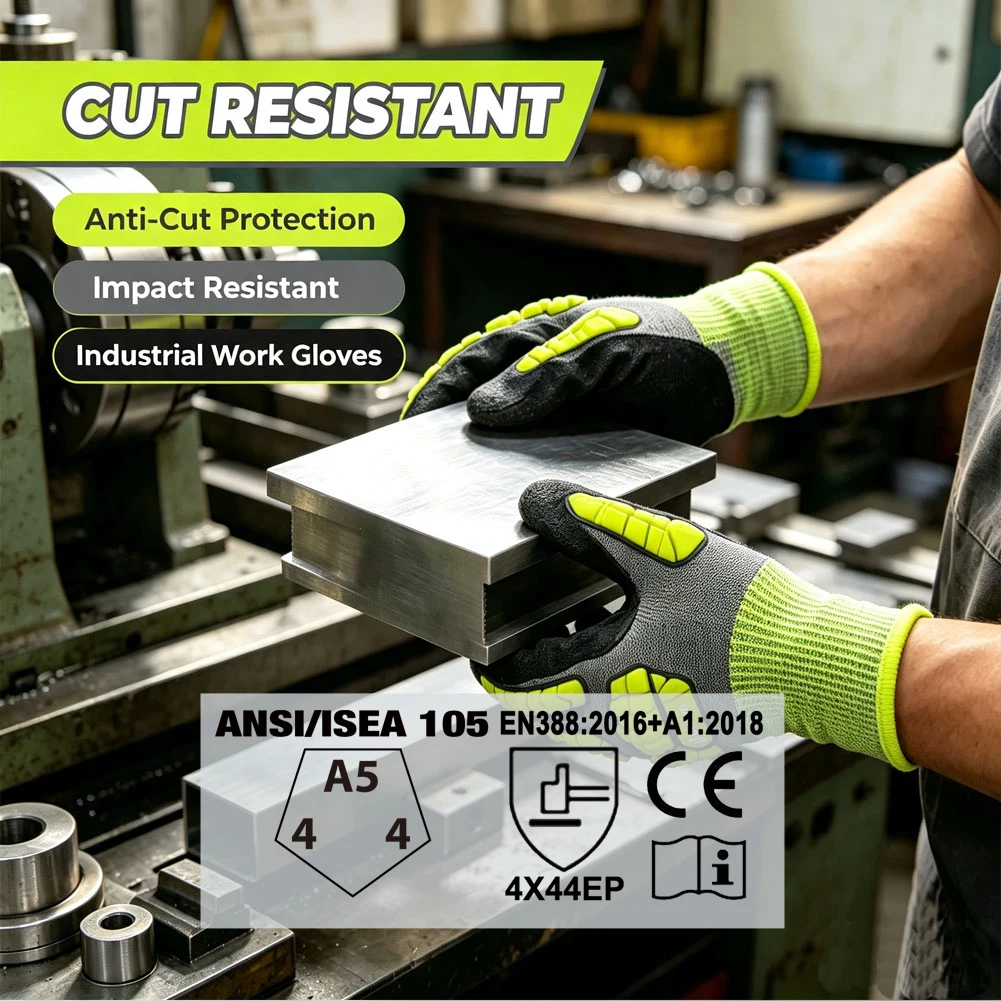 Cut Level 5 Touch Screen Safety Work Gloves Heavy Duty Anti Impact Mechanic Protection with Excellent Grip Cut Resistant Gloves