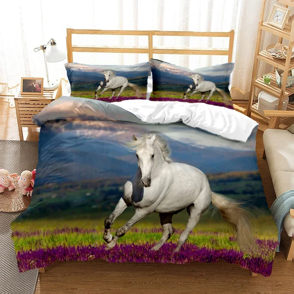 

Luxury New 3D Print Horses Comfortable Duvet Quilt Cover Pillowcase Bedding Set Children Bedroom Decoration Home Textile