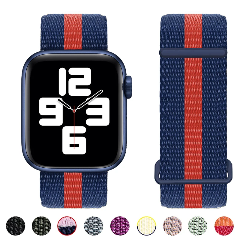 Nylon Sport Loop Band for Apple Watch Ultra 49mm 45mm 44mm 40mm 41mm Elastic Braided Bracelet iWatch Series 3 4 5 6 SE 7 8 Strap