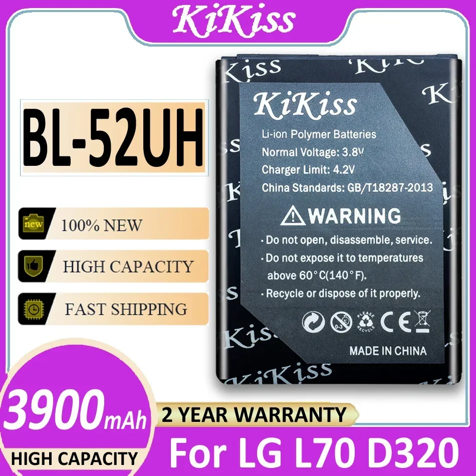 3900mAh KiKiss Battery BL-52UH Battery For LG Spirit H422 D280N D285 D320 D325 DUAL SIM H443 Escape 2 VS876 L65 L70 MS323