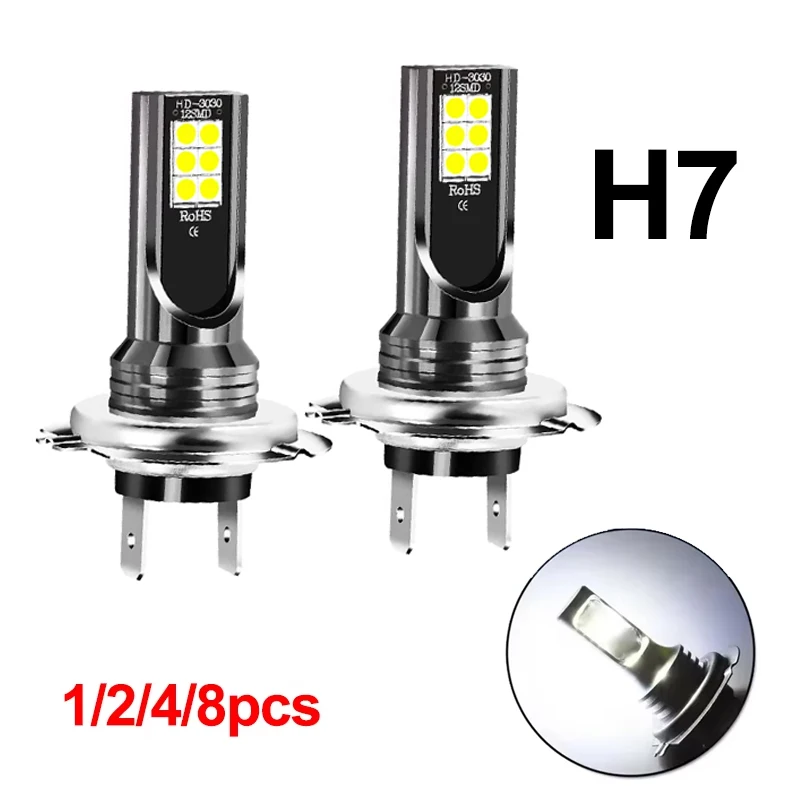 1/2/4/8PCs H7 Led Headlight Bulb Kit Car Fog Light Bulbs 12V 55W High Power Auto Fog Lamp 6000K Headlamp h7 super bright Bulbs