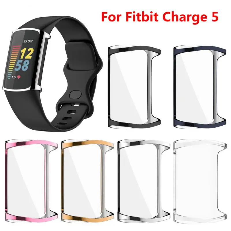 ฝาครอบป้องกันกันตกอุปกรณ์อัจฉริยะ TPU สำหรับ Fitbit Charge 5หน้าจอป้องกันฝุ่น