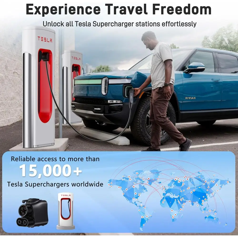 تم ترقيتها 2025 لشاحن Tesla Supercharger إلى محول الشحن CCS1، بحد أقصى 500 أمبير 1000 فولت - محول شحن سريع NACS إلى CCS، متوافق