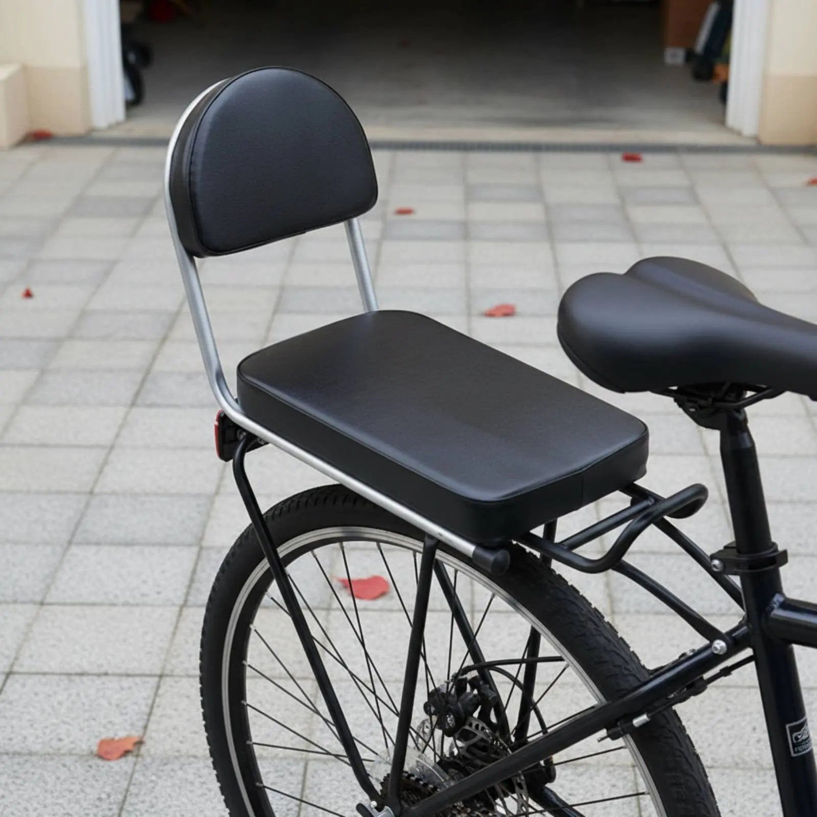 

Bike Back Seat with Backrest Thick Sponge Padding Two-Wheeler Backrest Seat Bike Rear Saddle Cushion Comfortable Padded
