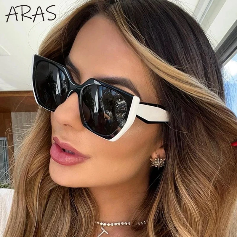 Gafas de sol cuadradas de gran tamaño con forma de ojo de gato para hombre y mujer, montura grande, marca de lujo, tendencia polígono, Retro, UV400,