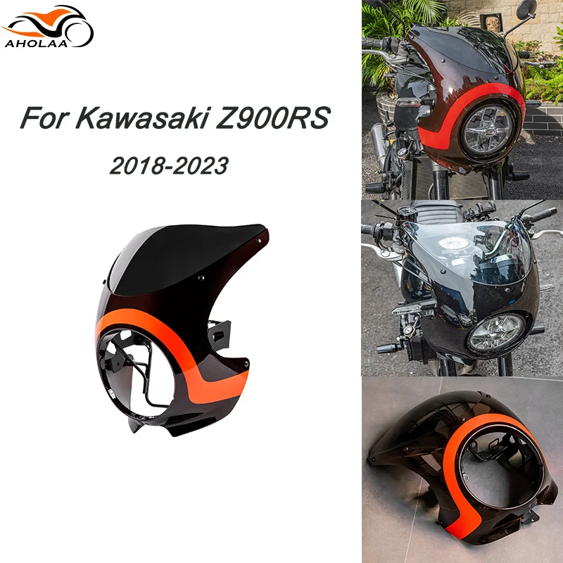 Cafe Racer Headlight Front Fairing Cover For Kawasaki Z900RS 2018-2023 Motorcycle Spotlights Frame With Windscreen Windshield